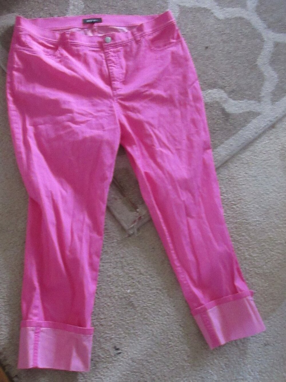 lafayette 148 pink fuschia crop capri jeans 14 stretch